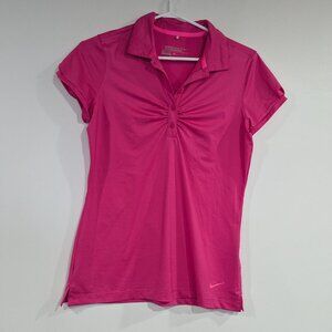 Nike Golf Tour Performance Striped Dri Fit Striped Polo Top Pink Size Small